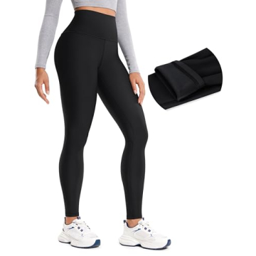CRZ YOGA Thermal Fleece Lined Leggings Women 28'' - Winter Warm Workout Hiking Pants High Waisted Yo...