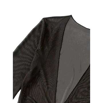 Lilosy Sexy Long Sleeve Fishnet Beach Swim Cover Up Dress String Tie Side Cheekly Thong Triangle Bikini 3 Piece Sheer Swimwear Swimsuit Women Bathing Suit Set Smocked Drawstring Black Small