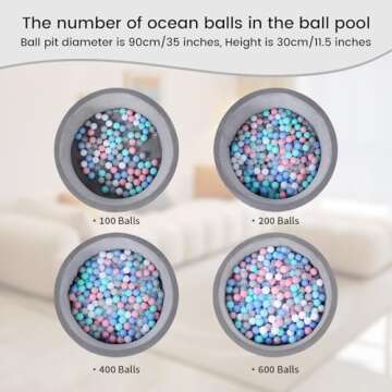 Ball Pit Balls for Kids, 100 pcs 2.15 Inches Small Size Thicken Soft Plastic Crush Proof Ball Pit Balls BPA Phthalate Free Baby Toddler Toy Ball with 3 Color White Clear and Warm Grey