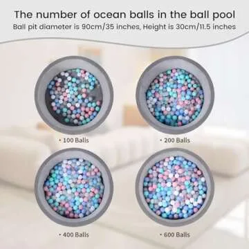 Ball Pit Balls for Kids, 100 pcs 2.15 Inches Small Size Thicken Soft Plastic Crush Proof Ball Pit Balls BPA Phthalate Free Baby Toddler Toy Ball with 3 Color White Clear and Warm Grey