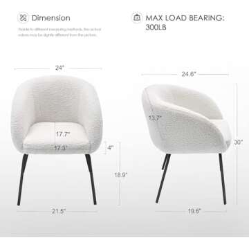 Zesthouse Sherpa Dining Chairs Barrel Back for Comfort