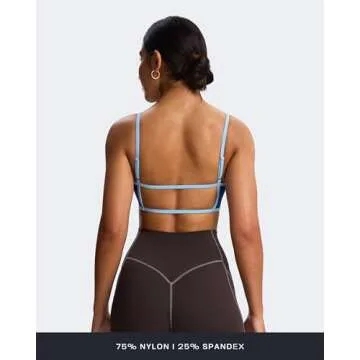 Aoxjox Women's Color Block Workout Sports Bra Strappy Top