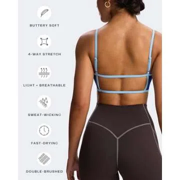 Aoxjox Women's Color Block Workout Sports Bra Strappy Top