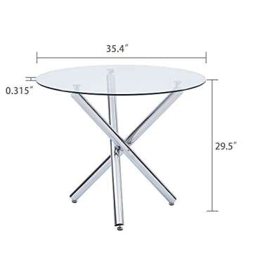 Stylish STYLIFING Round Glass Dining Table for Small Spaces