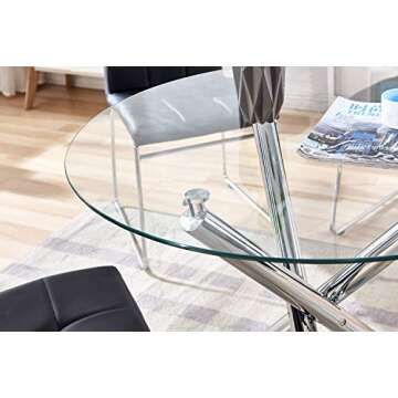 Stylish STYLIFING Round Glass Dining Table for Small Spaces