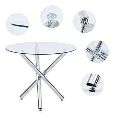 Stylish STYLIFING Round Glass Dining Table for Small Spaces