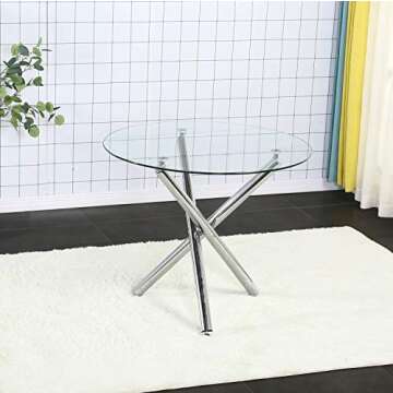Stylish STYLIFING Round Glass Dining Table for Small Spaces
