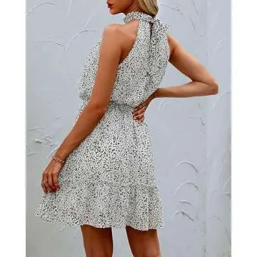 BTFBM Casual Halter Neck Floral Summer Dresses for Women