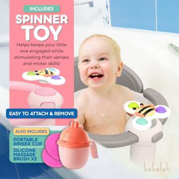 BEBELEH™ Baby Bath Seat for Babies 6 Months & Up - Safe Infant and Toddler Baby Bathtub Seat for Sitting Up - Baby Bath Tub Baby Tub Seat for Shower (Pink)