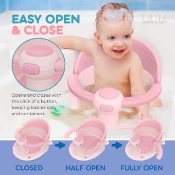 BEBELEH™ Baby Bath Seat for Babies 6 Months & Up - Safe Infant and Toddler Baby Bathtub Seat for Sitting Up - Baby Bath Tub Baby Tub Seat for Shower (Pink)