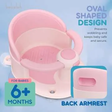 BEBELEH™ Baby Bath Seat for Babies 6 Months & Up - Safe Infant and Toddler Baby Bathtub Seat for Sitting Up - Baby Bath Tub Baby Tub Seat for Shower (Pink)