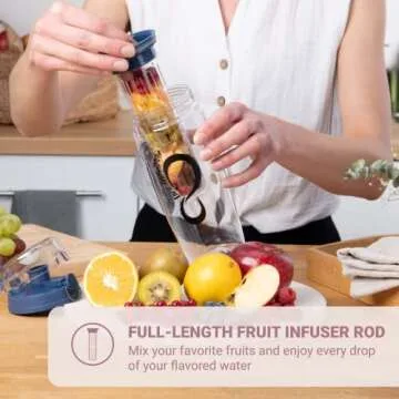 Live Infinitely 32 oz. Fruit Infuser Water Bottles With Time Marker, Insulation Sleeve & Recipe eBook - Fun & Healthy Way to Stay Hydrated (Rose Gold Timeline, 32 Ounce)