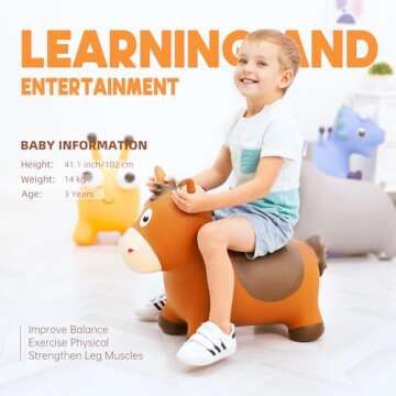 ZOOJOY Bouncy Horse Hopping Toys, Inflatable Animal Horse Toys for Toddlers 1-3, Outdoor Indoor Boun...