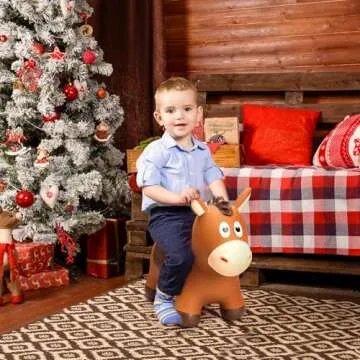 ZOOJOY Bouncy Horse Hopping Toys, Inflatable Animal Horse Toys for Toddlers 1-3, Outdoor Indoor Bounce and Ride On Bouncer for Boys Girls, Birthday Gifts for 18 Months 2 3 4 5 6 Year Old with Pump