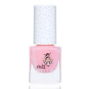 MISS NELLA Cheeky Bunny Special Pink – Safe Pink Glittery Nail Polish for Kids, Non-Toxic & Odor F...