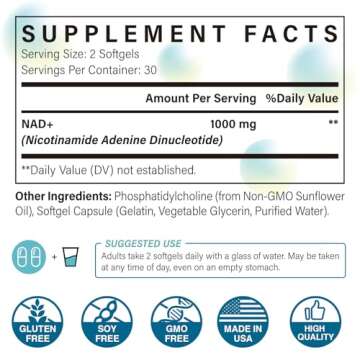Liposomal NAD+ Supplement 1000 mg | Highest NAD Pontecy | Max Absorption | Pure NAD Supplement | Ene...
