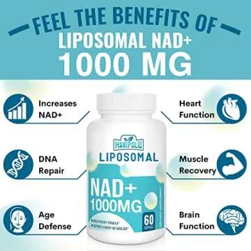 Liposomal NAD+ Supplement 1000 mg | Highest NAD Pontecy | Max Absorption | Pure NAD Supplement | Energy and DNA Repair, Aging Defense, Brain Function | 60 Softgels
