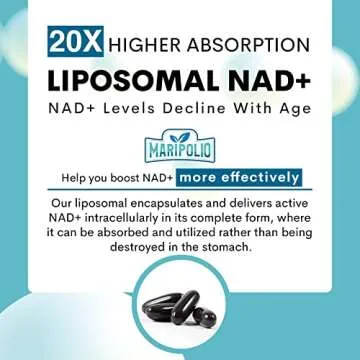 Liposomal NAD+ Supplement 1000 mg | Highest NAD Pontecy | Max Absorption | Pure NAD Supplement | Energy and DNA Repair, Aging Defense, Brain Function | 60 Softgels