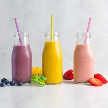 200 Count 100% Compostable Plant-Based PLA Straws-KTOB Biodegradable Colorful Drinking Plasticless Straws-Eco Friendly Plastic Bar Straws