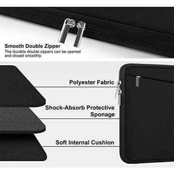 15.6 inch Laptop Sleeve, Durable Computer Carrying Bag Protective Case Briefcase Handbag with Front ...
