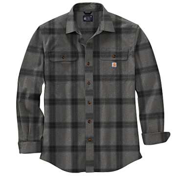 Carhartt Men's 105439 Loose Fit Heavyweight Flannel Long-Sleeve Plaid Shirt - XX-Large - Asphalt
