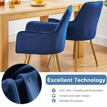 CangLong Velvet Accent Chairs with Gold Metal Legs Set of 2