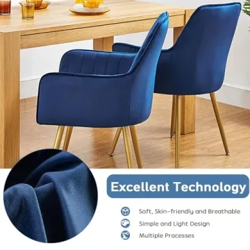 CangLong Velvet Accent Chairs with Gold Metal Legs Set of 2