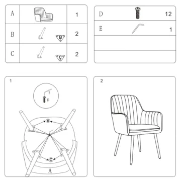 CangLong Velvet Accent Chairs with Gold Metal Legs Set of 2