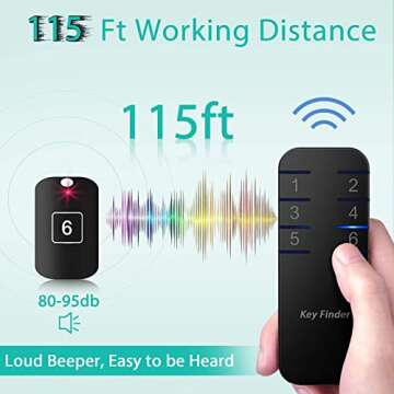 Stick On Key & Remote Finder Locator - 6 Pack Wireless Finder Tags with 95 dB Beeper for Phone, Glas...