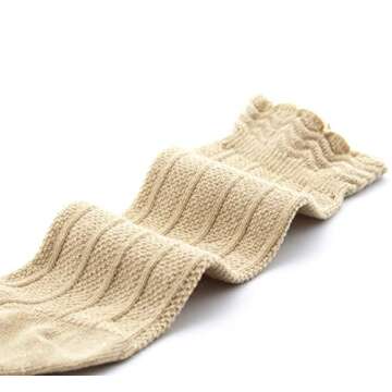 Bestjybt Baby Girls Boys Knee High Socks Cotton Newborn Infants Toddlers Cable Knit Tube Ruffled Sto...