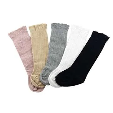 Bestjybt Cotton Knee High Socks for Babies and Toddlers