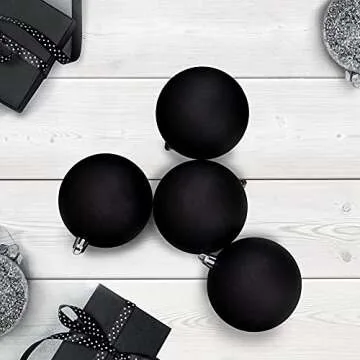 12 Jet Black Matte Shatterproof Christmas Ball Ornaments