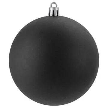 12 Jet Black Matte Shatterproof Christmas Ball Ornaments