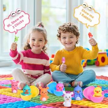 FUN LITTLE TOYS 10 PCS Easter Party Favors for Kids with Bunny Chick Finger Puppets Assorted Easter Egg Fillers, Easter Basket Stuffers for Toddlers Kids Gifts