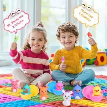 FUN LITTLE TOYS 10 PCS Easter Party Favors for Kids with Bunny Chick Finger Puppets Assorted Easter Egg Fillers, Easter Basket Stuffers for Toddlers Kids Gifts