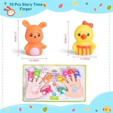 FUN LITTLE TOYS 10 PCS Easter Party Favors for Kids with Bunny Chick Finger Puppets Assorted Easter Egg Fillers, Easter Basket Stuffers for Toddlers Kids Gifts