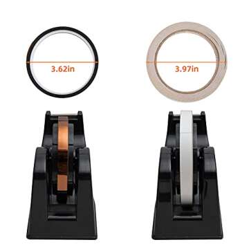 Desktop Tape Dispenser Adhesive Roll Holder (Fits 1" & 3" Core) with Weighted Nonskid Base Black