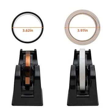 Desktop Tape Dispenser Adhesive Roll Holder (Fits 1" & 3" Core) with Weighted Nonskid Base Black