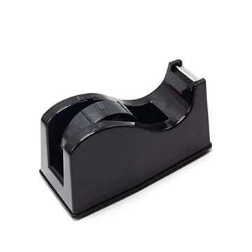Desktop Tape Dispenser Adhesive Roll Holder (Fits 1" & 3" Core) with Weighted Nonskid Base Black