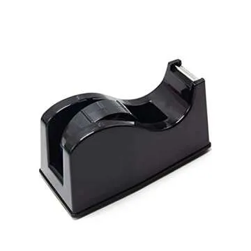 Desktop Tape Dispenser Adhesive Roll Holder (Fits 1" & 3" Core) with Weighted Nonskid Base Black