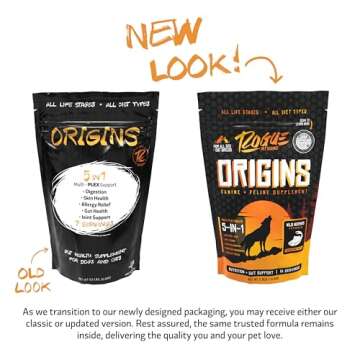 ROGUE PET SCIENCE Origins 5-in-1 Dog Supplement - Powdered Food Topper w/Natural Omega 3 Fish Oil - ...