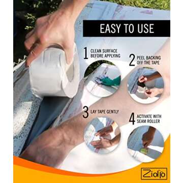 Ziollo RV Flex Repair Tape - Roof Seam Tape to Seal and Waterproof, Bond to EPDM Rubber with Butyl Sealant, Seal Vents and Skylights on Motorhomes, Trailers, Campers (White, 4-inch x 50 Foot Roll)
