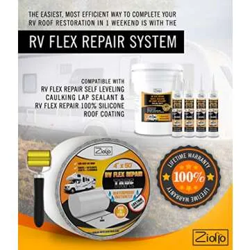 Ziollo RV Flex Repair Tape - Roof Seam Tape to Seal and Waterproof, Bond to EPDM Rubber with Butyl Sealant, Seal Vents and Skylights on Motorhomes, Trailers, Campers (White, 4-inch x 50 Foot Roll)