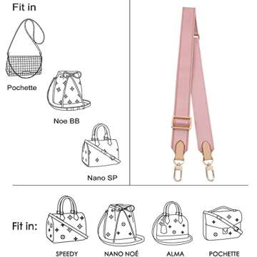 BAIXUEJI Multi Pochette Accessories Replacement Crossbody Strap Adjustable Wide Canvas Strap for LV ...