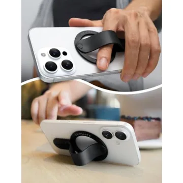 GripMate MagSafe Phone Grip for iPhone - Magnetic Phone Ring Holder Detachable for iPhone 16 - Comfortable Finger Phone Ring Grip for Apple 15/14/13/12,Black