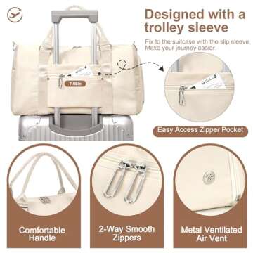 FIORETTO Women's Gym Tote Duffle Bag with Shoe Compartment