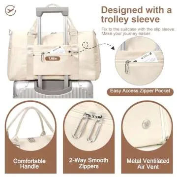 FIORETTO Women's Gym Tote Duffle Bag with Shoe Compartment