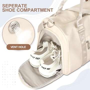 FIORETTO Women's Gym Tote Duffle Bag with Shoe Compartment