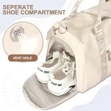 FIORETTO Women's Gym Tote Duffle Bag with Shoe Compartment