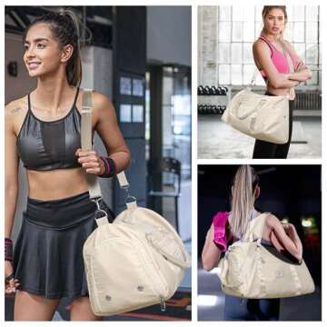 FIORETTO Women's Gym Tote Duffle Bag with Shoe Compartment